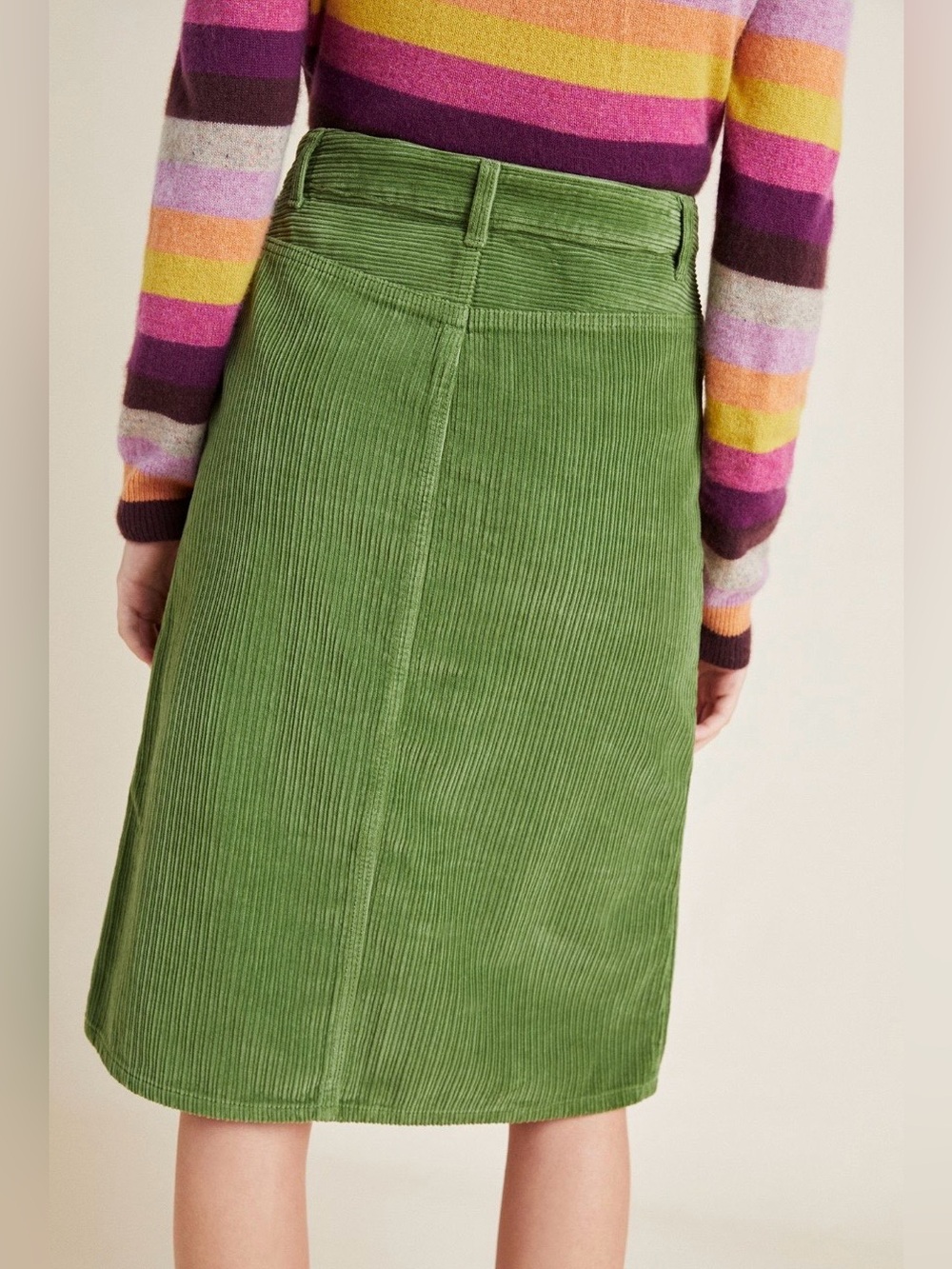 ANTHROPOLOGIE Pilcro And The Letterpress Green Corduroy Pencil Skirt Size 4 - Picture 3 of 14